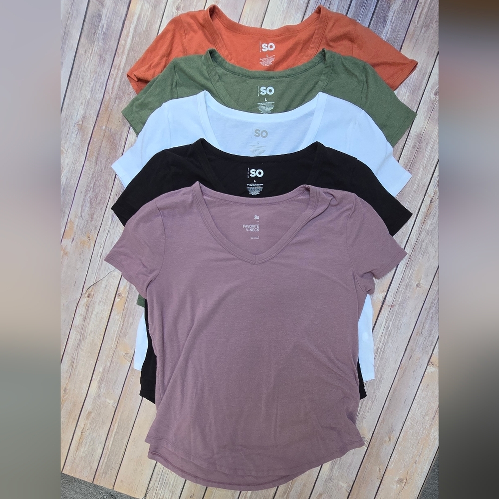 SO Women's Short Sleeve Tees - Black, White, Mauve